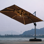 Large Cantilever Umbrella with Solar Light GU6211/3X4M/Coffee