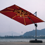 Large Cantilever Umbrella with Solar Light GU6211/3X4M/Red