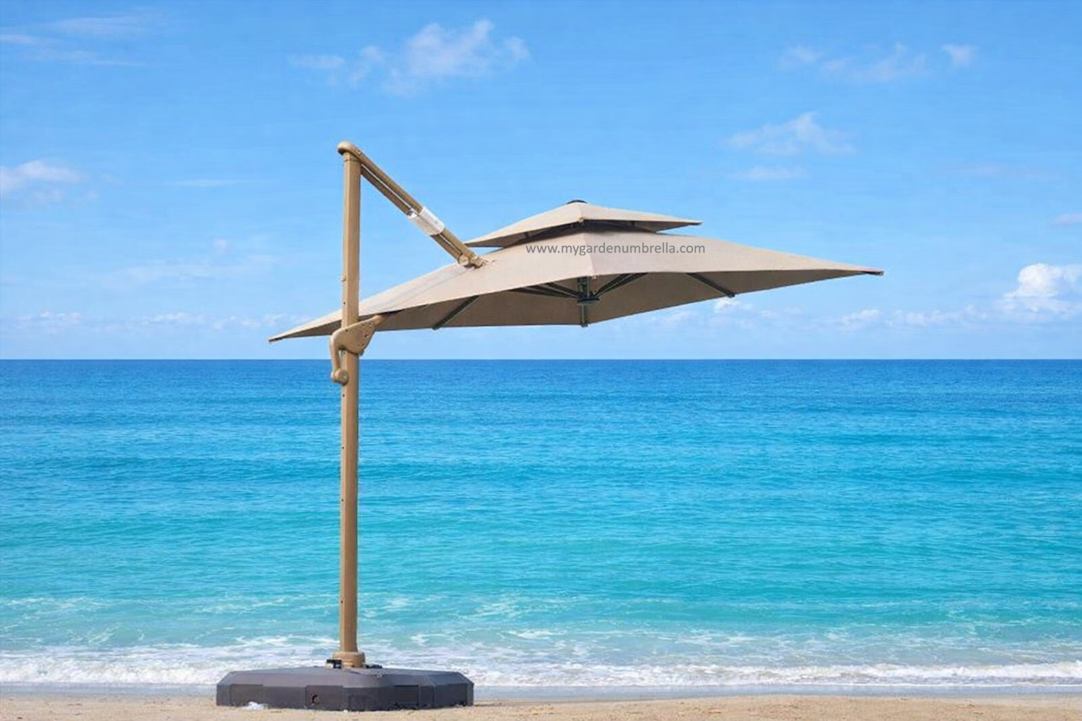 cantilever parasol beach umbrella GU6326 Malaysia (5) Cantilever Parasol Beach Umbrella GU6326/2.5M/KHAKI - Image 1