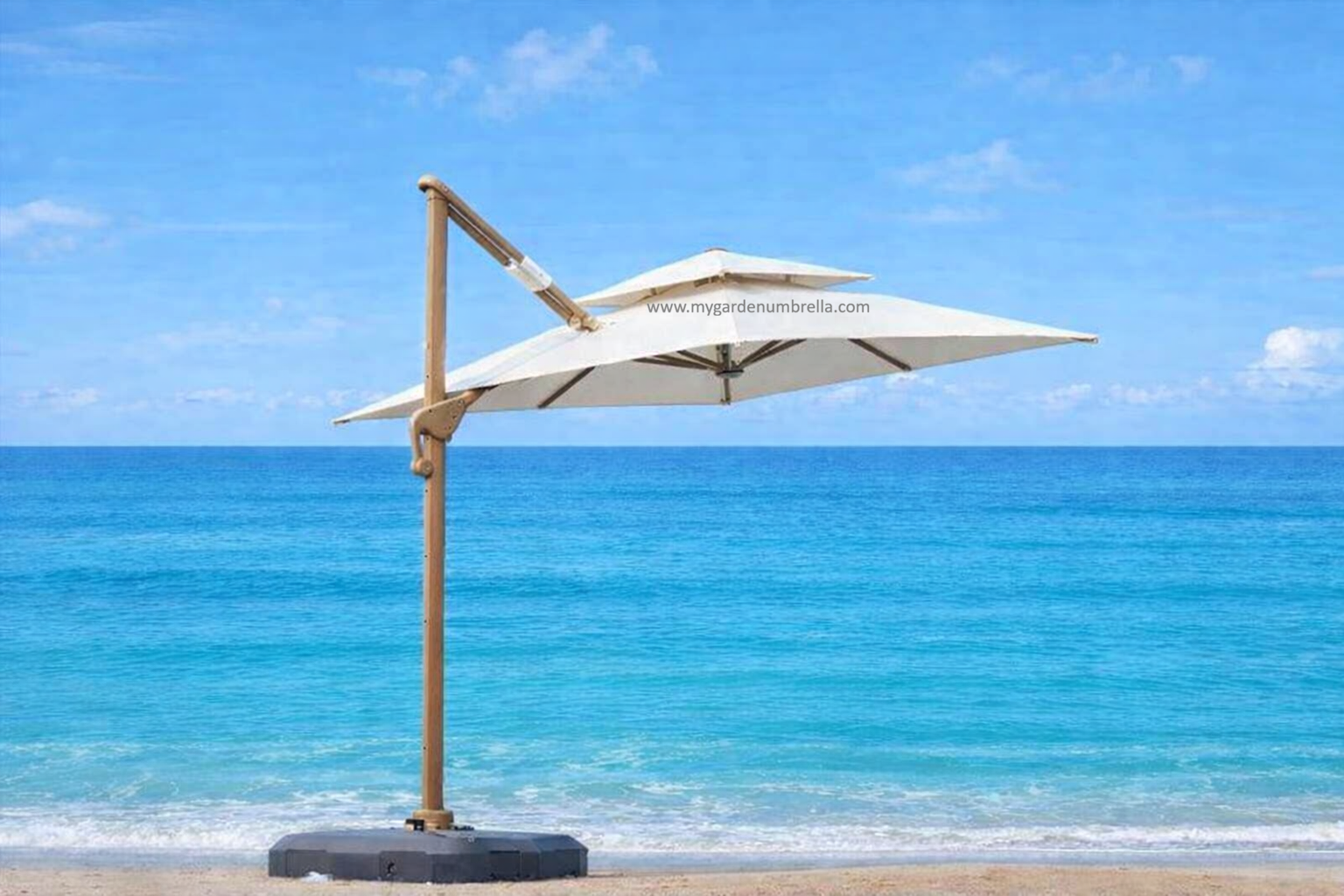 cantilever parasol beach umbrella GU6326 Malaysia Cantilever Parasol Beach Umbrella GU6326/2.5M/White - Image 1